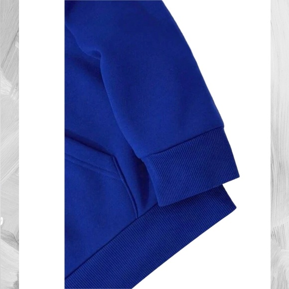 Royal Blue Manfinity EMRG Men's Letter Printed Hooded Casual Sweatshirt - Picture 3 of 4